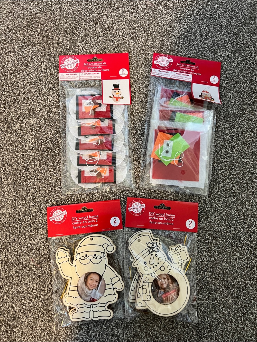 BNWT Seasonal Christmas Holiday DIY Felt Ornament & Wood Frame Craft Kit  Bundle